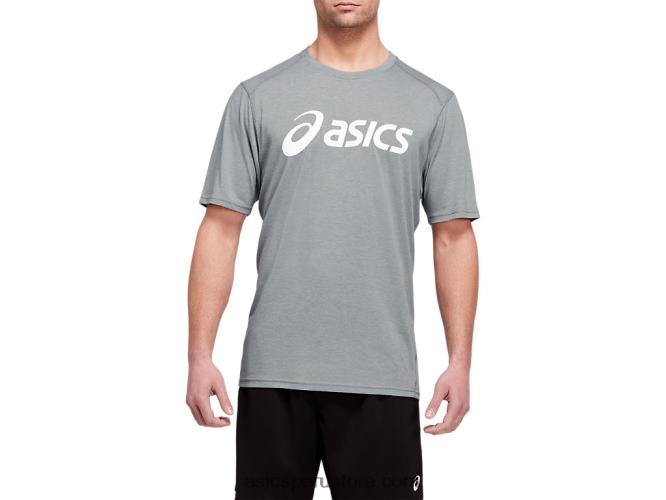 RPVB1987 yeso jaspeado/blanco Asics camiseta de entrenamiento de manga corta triblend para hombre