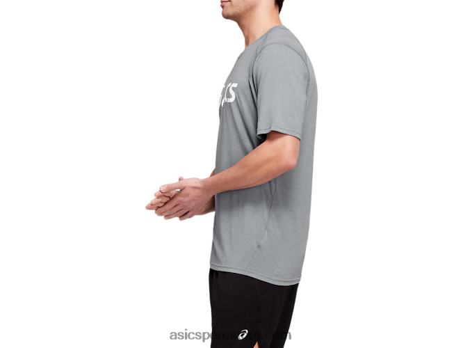 RPVB1987 yeso jaspeado/blanco Asics camiseta de entrenamiento de manga corta triblend para hombre