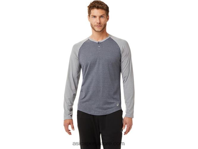 RPVB2025 gris portador/brezo de yeso Asics henley de manga larga perforada para hombre