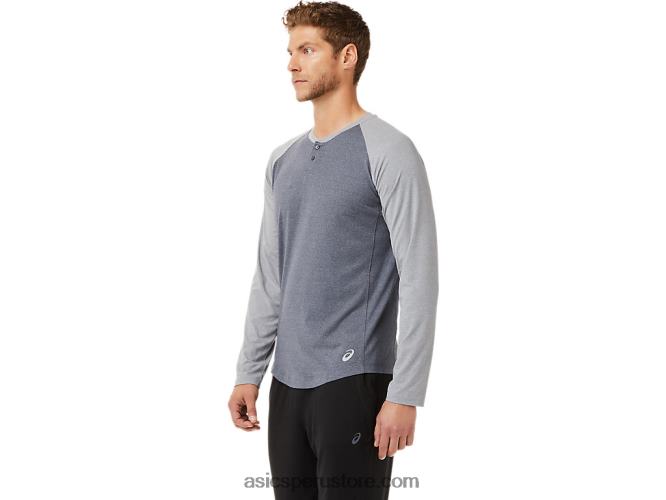 RPVB2025 gris portador/brezo de yeso Asics henley de manga larga perforada para hombre