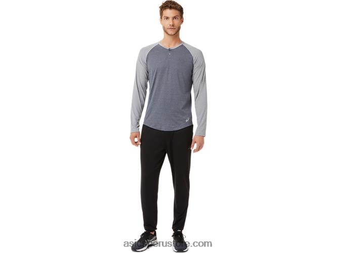 RPVB2025 gris portador/brezo de yeso Asics henley de manga larga perforada para hombre