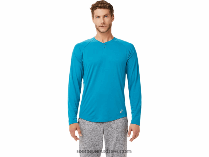 RPVB2026 brezo azul turquesa Asics henley de manga larga perforada para hombre