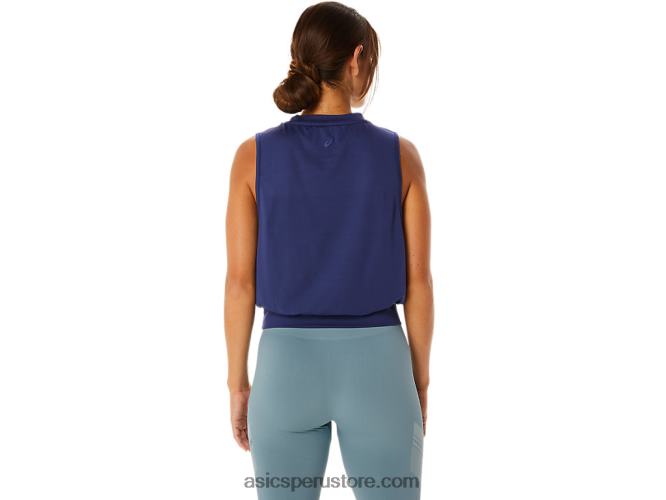 RPVB2145 azul índigo Asics top sin mangas mujer nagino flex