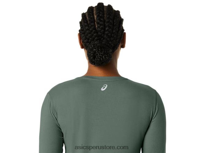 RPVB2176 hiedra brezo Asics top jaspeado de manga larga para mujer