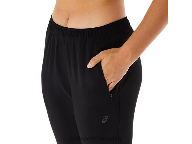 RPVB2217 rendimiento negro Asics pantalón de entrenamiento de tejido elástico básico para mujer