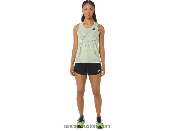 RPVB2226 susurro verde Asics camiseta de tirantes jacquard actibreeze para mujer