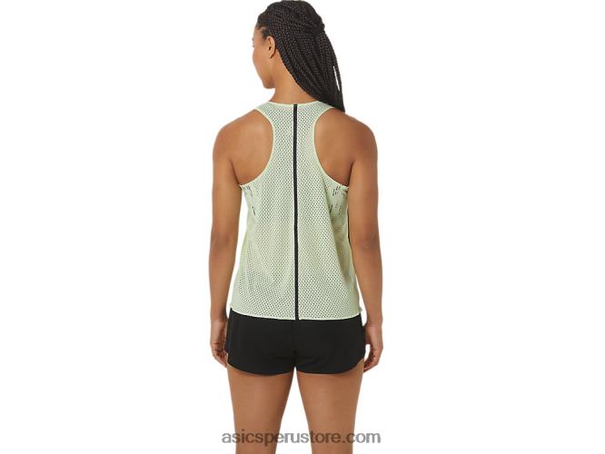 RPVB2226 susurro verde Asics camiseta de tirantes jacquard actibreeze para mujer