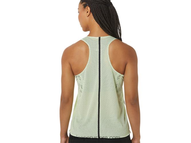 RPVB2226 susurro verde Asics camiseta de tirantes jacquard actibreeze para mujer