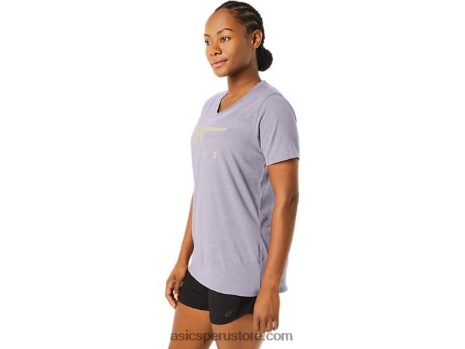 RPVB2263 violeta anochecer Asics rayas de mujer con cuello en v