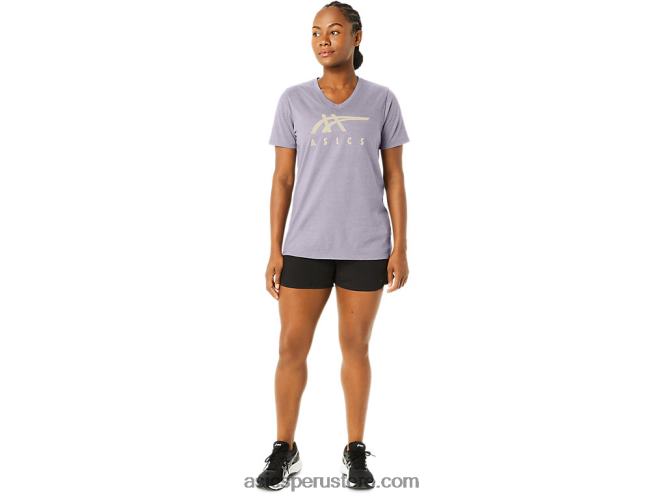 RPVB2263 violeta anochecer Asics rayas de mujer con cuello en v