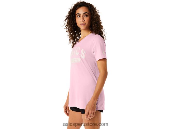 RPVB2275 sal rosa Asics playera de manga corta para mujer con cuello en v est 1977