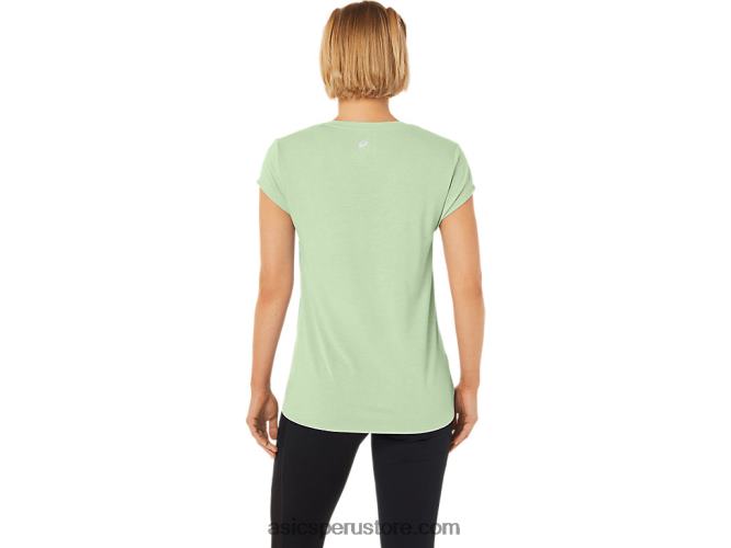 RPVB2292 susurro brezo verde Asics top de mujer con cuello en v jaspeado