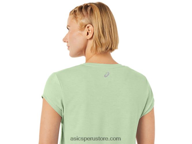 RPVB2292 susurro brezo verde Asics top de mujer con cuello en v jaspeado