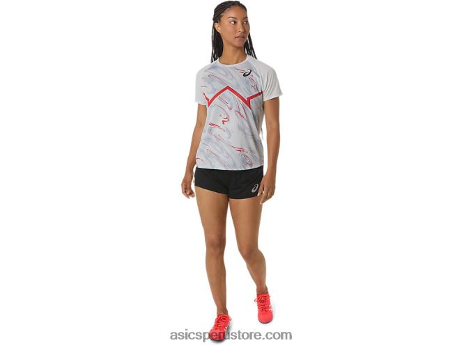 RPVB2329 gris glaciar/rojo eléctrico Asics top ligero de manga corta cj-line para mujer