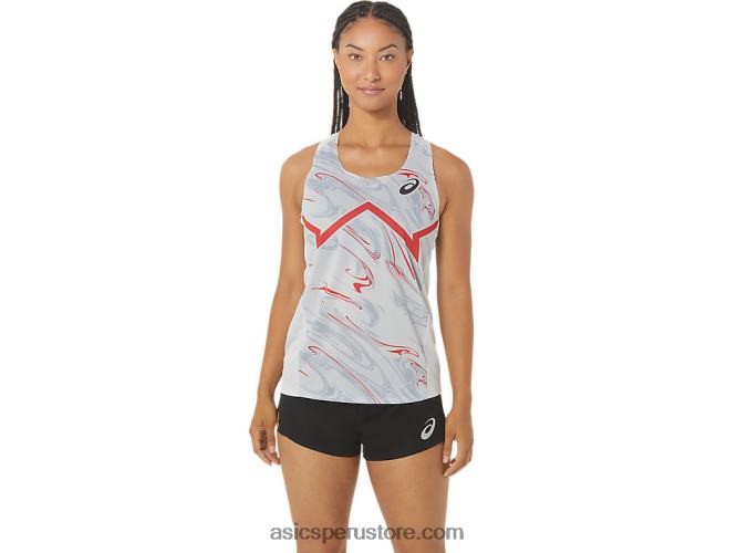 RPVB2339 gris glaciar/rojo eléctrico Asics camiseta ligera cj-line para mujer