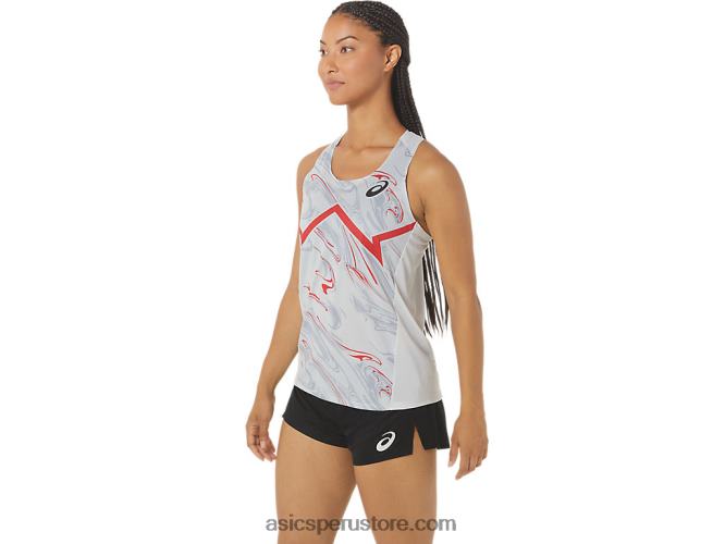RPVB2339 gris glaciar/rojo eléctrico Asics camiseta ligera cj-line para mujer