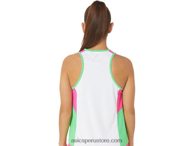 RPVB2353 blanco/pista/rosa glo Asics nueva camiseta de tirantes reutilizada fuerte para mujer