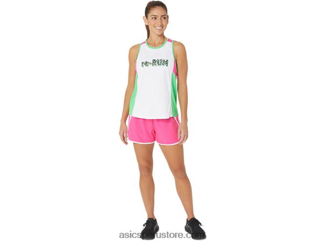 RPVB2353 blanco/pista/rosa glo Asics nueva camiseta de tirantes reutilizada fuerte para mujer
