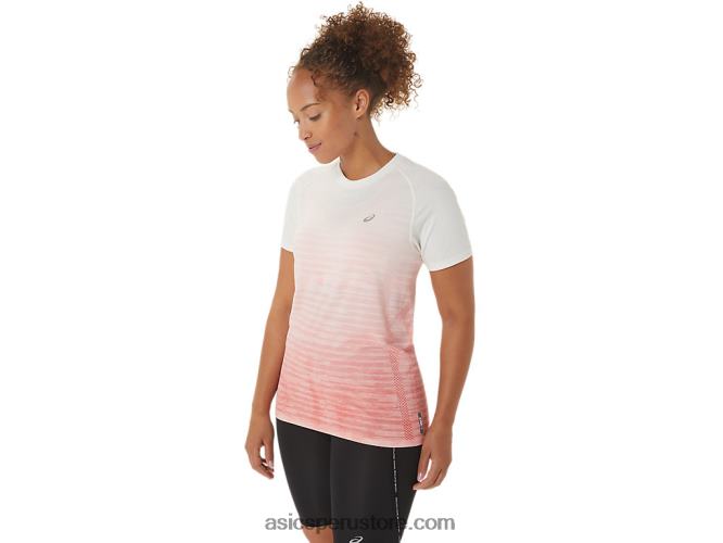 RPVB2441 crema/papaya Asics top sin costuras de manga corta para mujer