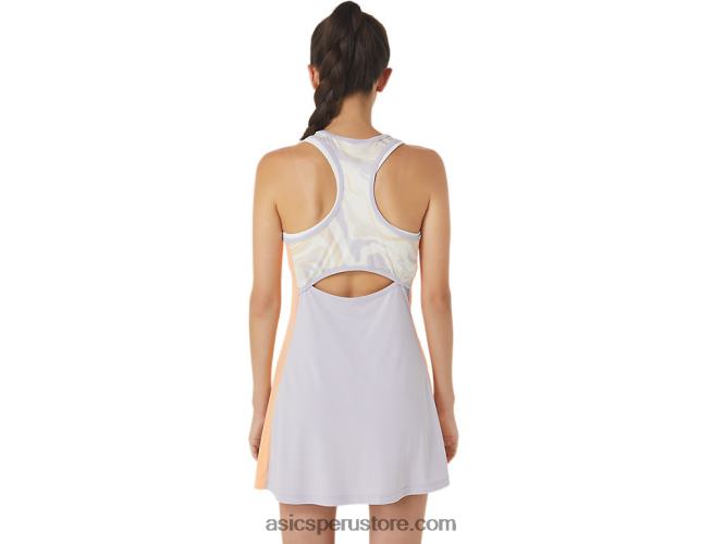 RPVB2451 blanco brillante/violeta crepuscular Asics vestido gráfico de corte para mujer