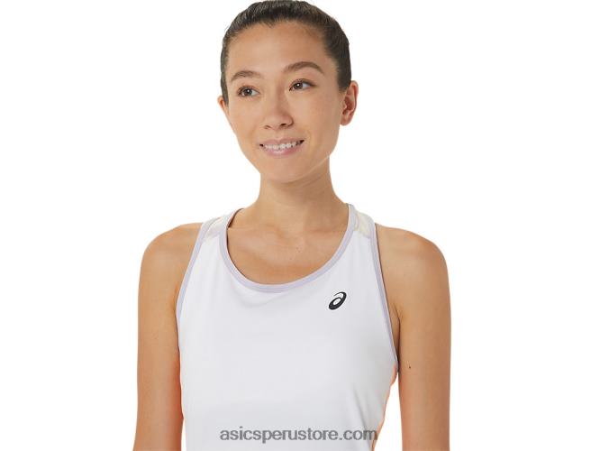 RPVB2451 blanco brillante/violeta crepuscular Asics vestido gráfico de corte para mujer