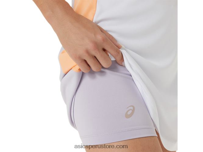 RPVB2451 blanco brillante/violeta crepuscular Asics vestido gráfico de corte para mujer