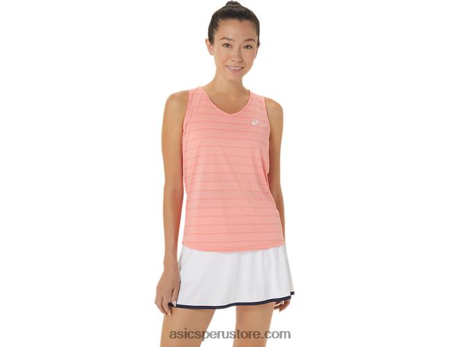 RPVB2507 guayaba Asics camiseta sin mangas con rayas de corte para mujer