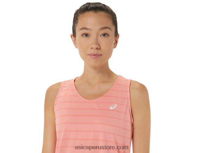 RPVB2507 guayaba Asics camiseta sin mangas con rayas de corte para mujer