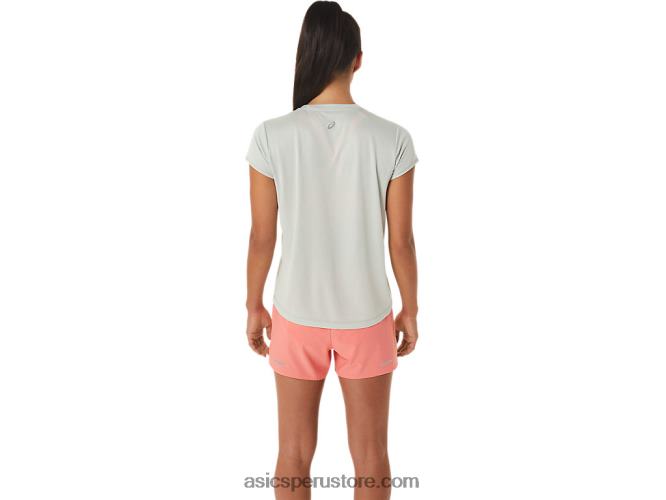 RPVB2510 salvia ligera Asics top de manga corta con logo fujitrail para mujer