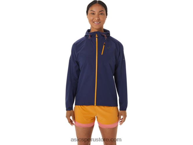 RPVB2535 azul índigo/tormenta de arena Asics chaqueta impermeable mujer fujitrail