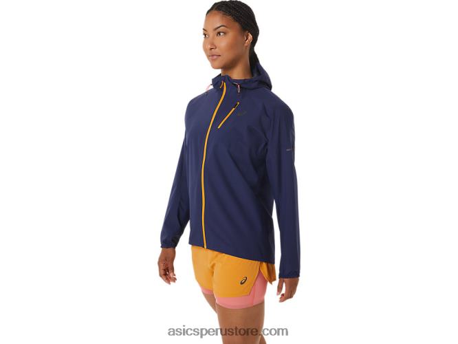 RPVB2535 azul índigo/tormenta de arena Asics chaqueta impermeable mujer fujitrail