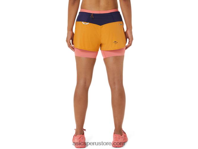 RPVB2537 tormenta de arena/papaya Asics pantalón corto mujer fujitrail 2-n-1