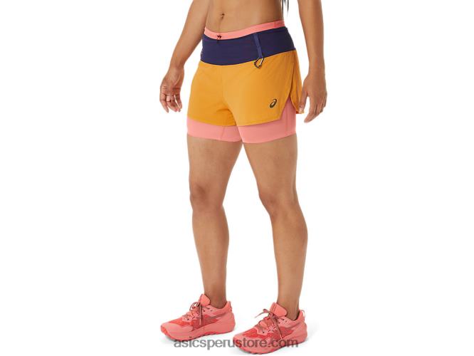RPVB2537 tormenta de arena/papaya Asics pantalón corto mujer fujitrail 2-n-1