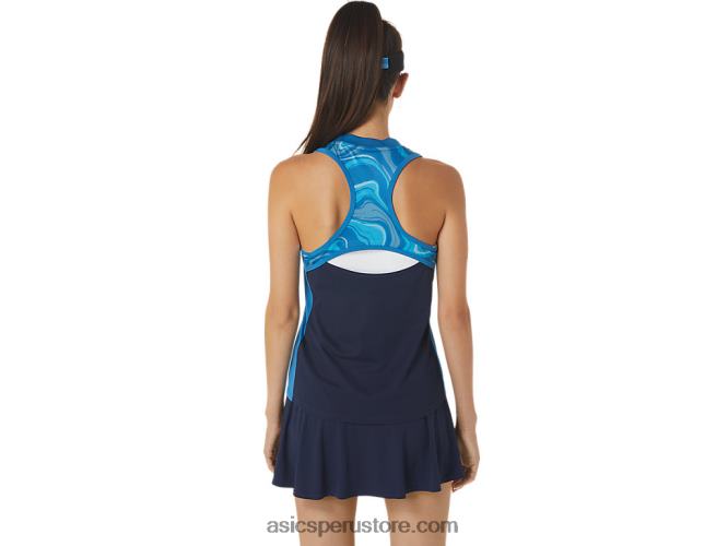 RPVB2556 azul renacido Asics Camiseta sin mangas con gráfico Match para mujer