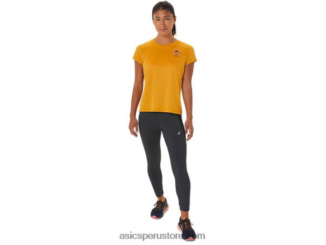 RPVB2565 tormenta de arena Asics top de manga corta con logo fujitrail para mujer
