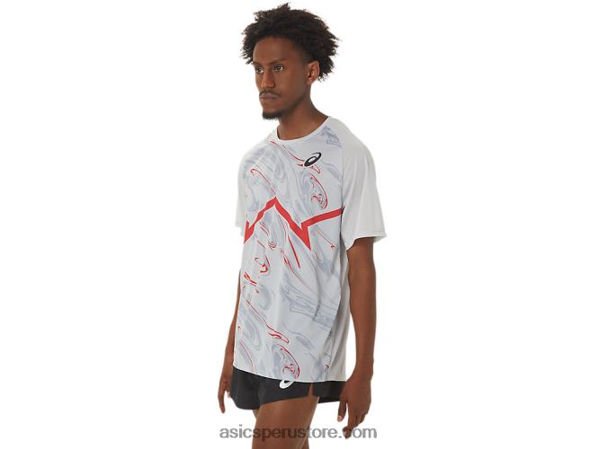RPVB258 gris glaciar/rojo eléctrico Asics top ligero de manga corta cj-line para hombre