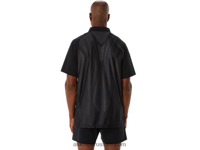RPVB270 rendimiento negro Asics polo de hombre actibreeze jacquard
