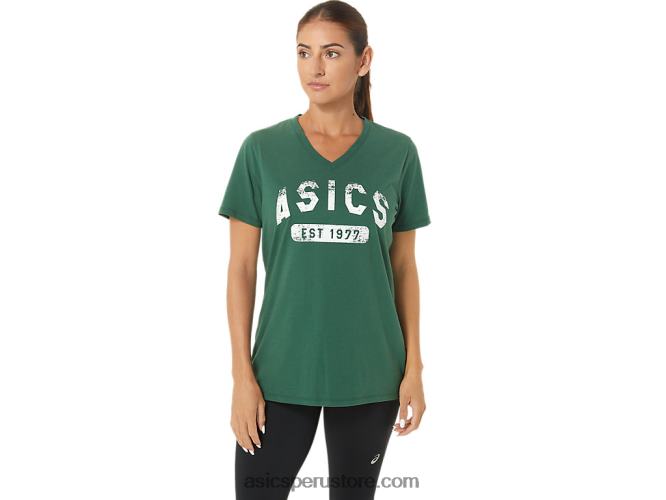 RPVB2726 brezo verde cazador Asics playera de manga corta para mujer con cuello en v est 1977