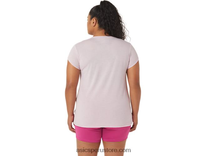 RPVB2746 apenas rosa brezo Asics top de mujer con cuello en v jaspeado