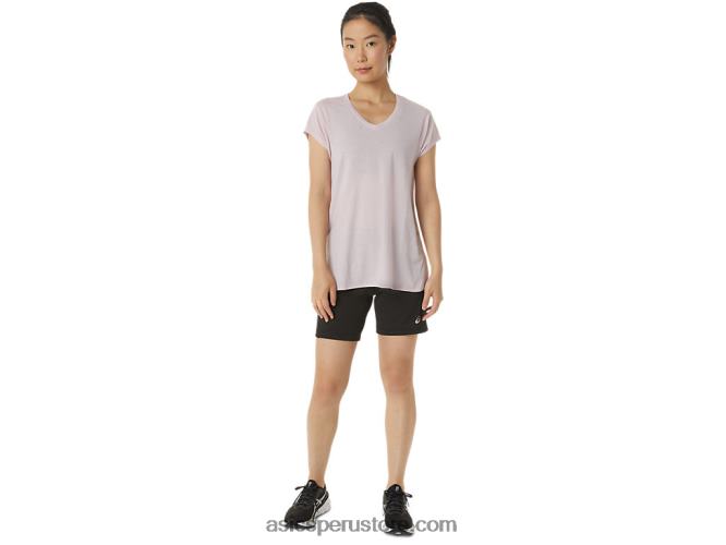 RPVB2746 apenas rosa brezo Asics top de mujer con cuello en v jaspeado