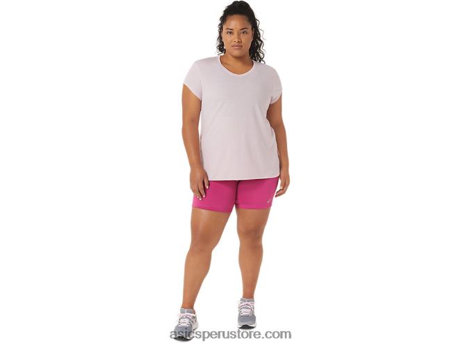 RPVB2746 apenas rosa brezo Asics top de mujer con cuello en v jaspeado