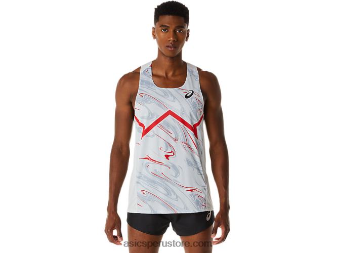 RPVB276 gris glaciar/rojo eléctrico Asics camiseta ligera cj-line para hombre