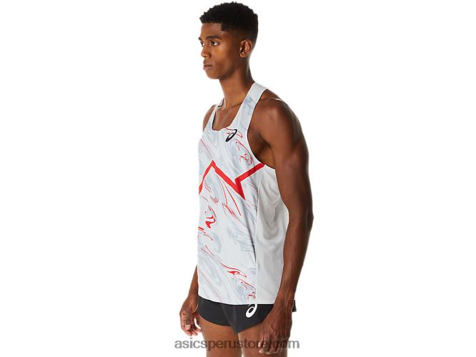 RPVB276 gris glaciar/rojo eléctrico Asics camiseta ligera cj-line para hombre