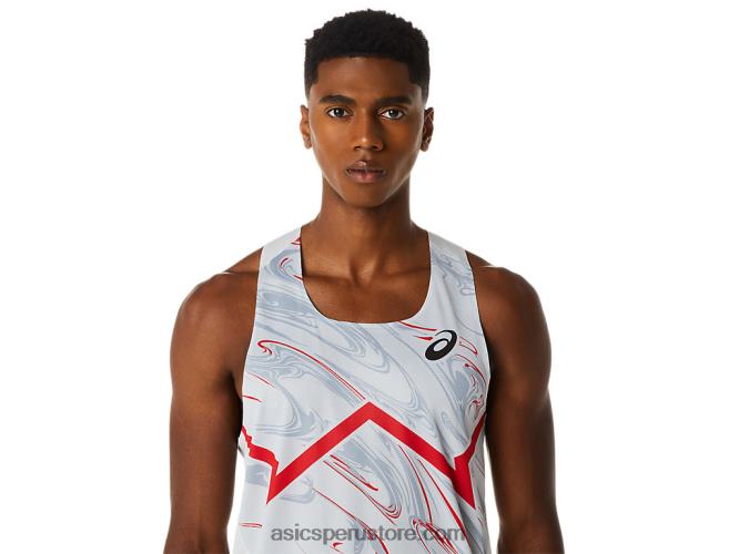 RPVB276 gris glaciar/rojo eléctrico Asics camiseta ligera cj-line para hombre