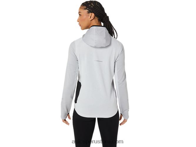 RPVB2764 gris glaciar jaspeado/negro Asics sudadera con capucha de manga larga de invierno para mujer
