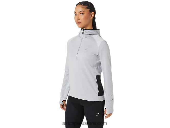 RPVB2764 gris glaciar jaspeado/negro Asics sudadera con capucha de manga larga de invierno para mujer