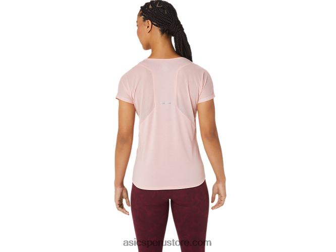 RPVB2773 rosa helada Asics top de manga corta con cuello en v para mujer