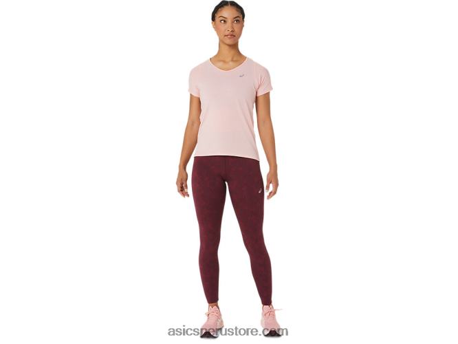 RPVB2773 rosa helada Asics top de manga corta con cuello en v para mujer