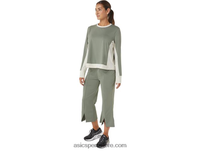 RPVB2777 verde liquen/abedul Asics top acampanado reutilizado para mujer