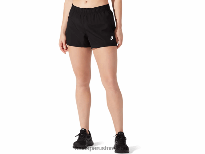RPVB2779 rendimiento negro Asics pantalón corto plateado de 4 pulgadas para mujer